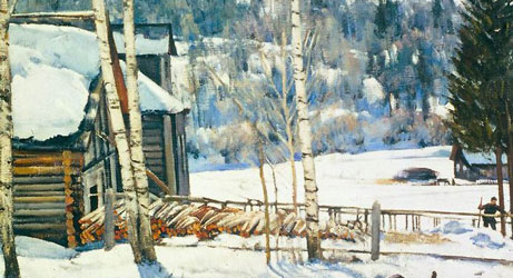 Снег на картине Юона Конец зимы полдень" 3 класс